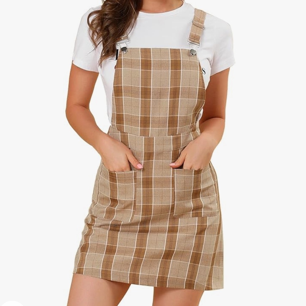 Plaid overall dress